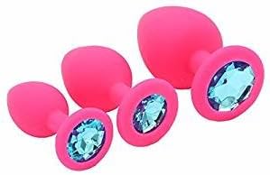 3 Pcs 3 Size Silicone Jeweled An-al Bu-tt Pl-ug Beginner Kit,Flirt Toys Luxury Jewel An-al Trainers for Men Women Couples Lover (Pink_)