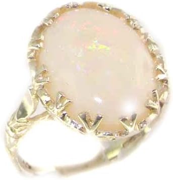 Solid Sterling Silver Large 16x12mm Oval Opal Ring - Sizes 5 to 12 Available