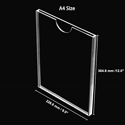 Elegant Creations Acrylic Checklist Holder, Wall Sign Holder 9.0" x 12.0" A4 Size Clear Vertical Mount Frame for Home, Office, Store, Restaurant, Pack of 2 (Double Layer)