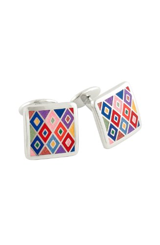 David Donahue Sterling Silver Square Diamond Pattern Cufflinks (H95002902)