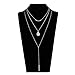 Seni Jewelry Silver Multilayer Bar Pendant Necklace Boho Stick Teardrop Bar Choker Necklace Triple Minimalist Y Necklace Women