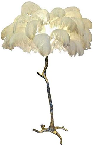 Nordic Ostrich Hair LED Floor Lamp Bedroom Living Room Hotel Through Floor Light Lighting Copper Stand Lamps Lampadaire Fixtures,Orange Table lamp