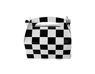 Tytroy Checkered Racing Flag Pennant Flag Black White Treat Box Party Favor Goodie Box