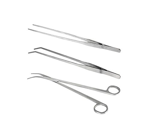 Polymer True Utility 3 Pieces Aquarium Clean Tools Fish Tank Water Grass Planting Straight Curved Scissors Tweezers - Thumbnail 7