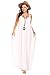 Qearal Womens Loose Strappy V Neck Boho Chiffon Pocket Long Maxi Party Beach Dress