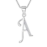 EleQueen 925 Sterling Silver CZ Initial 26 Letters Alphabet Bridal Pendant Necklace Clear