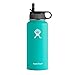 Flaskars Straw Lid for Hydro Flask Wide Mouth Water Bottle with 2 Straws and Straw Brushes (Black/Gray, Pack of 1)