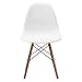 Poly and Bark Vortex Modern Mid-Century Side Chair with Wooden Walnut Legs for Kitchen, Living Room and Dining Room, White (Set of 2)