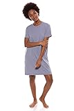 Texere Women's Crew Neck Sleep Shirt (Heather Atlantic, Large) Streetwear Nightwear Long Pajama Tunic Top for Women TX-WB043-003-21U2-R-L