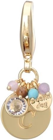 Dosha Dog Gold initial dog charm letter C