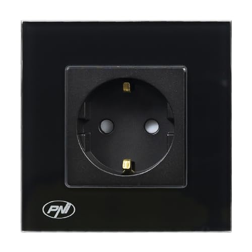 PNI WP101B simple built-in socket with glass frame, black color