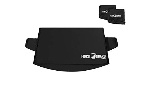 FrostGuard Plus Winter Windshield + Mirror Covers - Weather Resistant - Security Panels and Wiper Blade Cover - Protects from Snow, Ice and Frost (X-Large, Black)