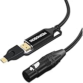 HOSONGIN XLR to USB C Cable, 3.3FT, 2-in-1 | XLR Female to USB Type A + C, Professional Recording Cable for Microphones, Compatible with Phone/Pad/PC