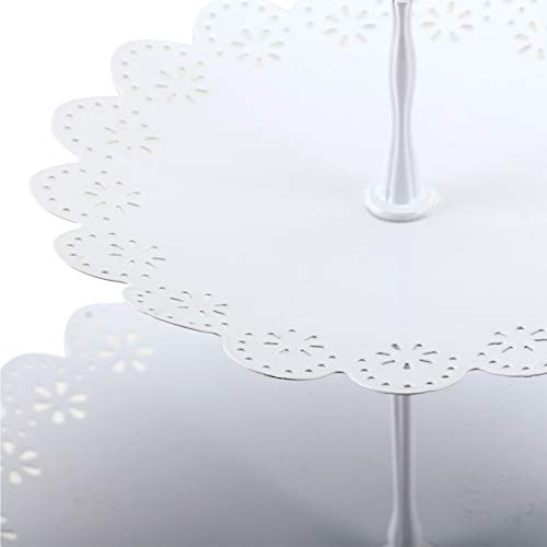 LIFESTIVAL Cupcake Stand White Metal 3-Tier Cake Holder Party Round Dessert Display Plate Decor Serving Platter for Party Wedding Birthday Baby Shower Celebration Home Decoration