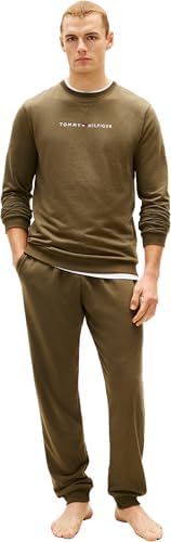 Uomo Felpa Track Top con Scollo Rotondo, Verde (Army Green), S