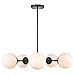 Light Society Grammercy 5-Light Chandelier Pendant, Black with Frost White Glass Globes, Classic Mid Century Modern Lighting Fixture (LS-C228-BK-WH)