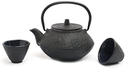 Guro Cast Iron Teapot and Cups Set Japanese Tetsubin Kettle Sigma 27oz / 0.8L (Black)