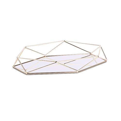 TOOGOO Nordic Style Glass Copper Geometry Hexagon Storage Basket Boxes Simplicity Style Home Organizer Jewelry Necklace Box（Gold）