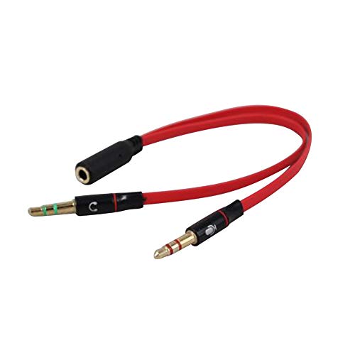 ISAIBELL 3.5mm Female to 2 Male Gold Plated Headphone Mic Audio Y Splitter Flat Cable 1Pcs