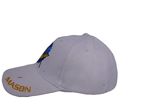 Embroidered White Freemason Mason Masonic Shadow Emblem Baseball Style Cap Hat