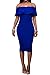 Wonderoy Women's Ruffles Off Shoulder Fitted Club Party Cocktail Bodycon Midi Dress L Royal Blue
