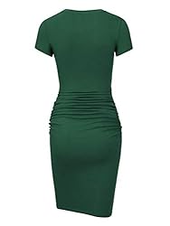 Laughido Women's Short Sleeve Ruched Sundress Knee