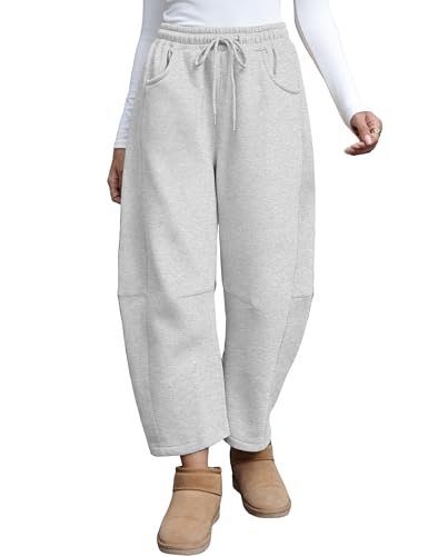 Yeokou Womens Fleece Lined Sweatpants Barrel Leg High Waist Winter Joggers Cozy Home Travel Lounge Pants with Pockets