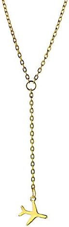 LLNF Cute Tiny Plane Pendant Necklace Airplane Y Chain Necklace Women Fashion Jewelry