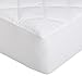 Amazon Basics Hypoallergenic Quilted Plush and Breathable Mattress Topper Pad, 18 Inches Deep, Queen, White