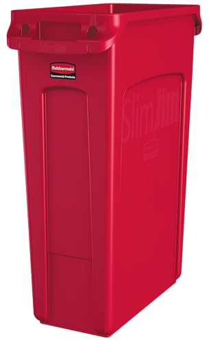 Rubbermaid Commercial Products 1956189 Vented Slim Jim-Abfalltonne, Kunststoff, 87 L, Rot