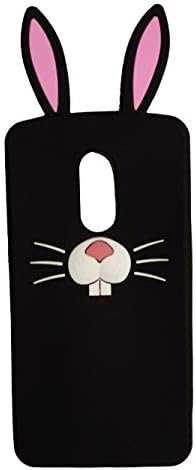 Aafiya One Plus 6 3D Cartoon Hot Black Bunny Silicone Case Cute Rabbit Ear Back Cover for One Plus 6 (Black)