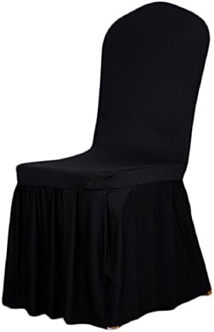 Long Stretch Spandex Dining Chair Cover Protectors, Super Fit Banquet Chair Seat Slipcovers for Hotel and Wedding Ceremony (Black)