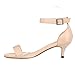 ZriEy Women Sexy Open Toe Ankle Straps Low Heel Sandals Nude Size 7.5/38 M, EU