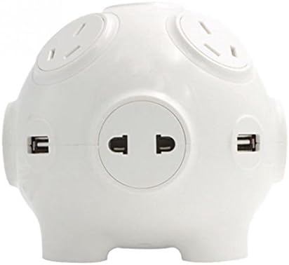 Lovely piggy multi-function socket with 8 Outlet Travel Power Strip Surge Protector 4 USB Ports Charging Station with white and pink (white)
