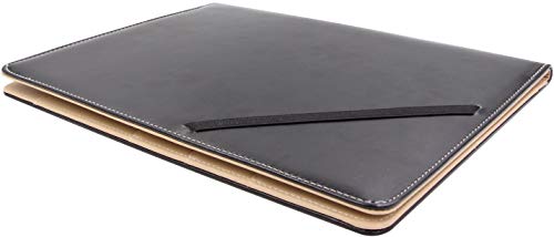 eBeila Clipboard Folder Padfolio Resume Portfolio Document Organizer - Pu Leather Letter Size Legal A4 Clip Board Professional Writing Pad with Storage for Business School Office (1 Piece, Black) - Thumbnail 3