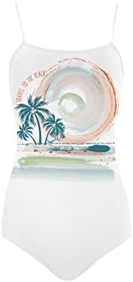 Abbie Miller Palm Tree Nylon and Spandex Slip One Piece Swimsuit for Women,XL
