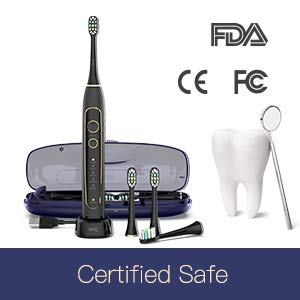 Electric Toothbrush, WIE Rechargeable Auto Sonic Electric Toothbrush with UV Sanitizing Charging Case, Smart Timer, 5 Brushing Modes, IPX7 Waterproof Travel Toothbrush with 6 Replacement Brush Heads - Thumbnail 6