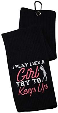 Golf Towel Women’s Golf Towel Funny Golf Towel Gift for Her I Know I Play Like A Girl So Try to Keep Up Golf Towel with Clip (Try to Keep Up) Golf Towel Women’s Golf Towel Funny Golf Towel Gift for Her I Know I Play Like A Girl So Try to Keep Up Golf Towel with Clip (Try to Keep Up)