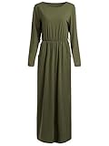 ROMWE Women's Solid Long Sleeve Casual Maxi Pocket Dress