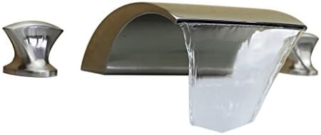 "Lightning Deal" Promotions Contemporary Waterfall Nickel Brushed Widespread Bathroom Tub Faucet Bathroom Sink Faucet