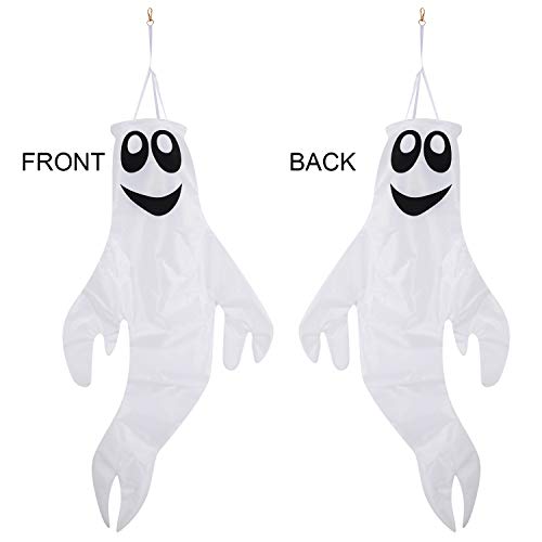 Sunshane 1 Piece 43 Inch Halloween Windsocks Flag Ghost Windsock Outdoor Hanging Decoration for Halloween Home Front Yard Patio Lawn Garden Decorations