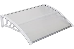 ELOMBR 40" x 32" Window Awnings Door Canopy, Polycarbonate Cover Front Door Outdoor Window Awning Exterior, Entry Door Awning for Sun Shutter, UV, Rain and Snow Protection, Hollow Sheet(Clear Board)