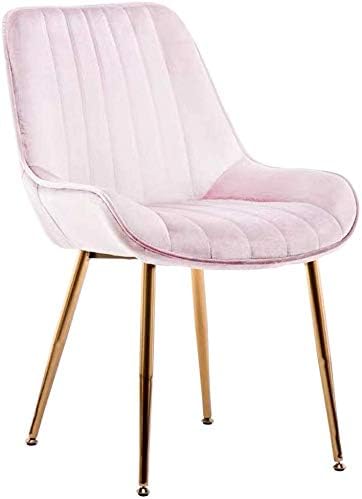 QTQZDD Pink Vanity Chair, Velvet Soft Backrest&Cushion Dining Chair Side Chair - Gold Stainless Steel Titanium Plating Process Chair Legs