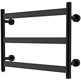 HEATGENE Towel Warmer 3 Flat Bar Towel Dryer Wall-Mounted Plug-in Bath Towel Heater - Matt Black