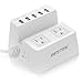 BESTEK Multiple USB Charger Multiple USB Charger with Fast Charging (5V/9V/12V),40W 5-Port Charging Station and 1700J 2 Surge Protected Power Strip (QDC5U2A)