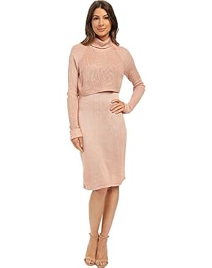 Calvin Klein Women's Pop Over Sweater Dress Blush Dress LG (US 12)