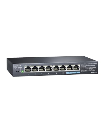 BrosTrend 2.5Gb Network Switch, 8-Port Unmanaged Ethernet Switch Supports Static Link Aggregation & VLAN Ideal for Gaming NAS PC, Ethernet Splitter, Fanless, Desktop / Wall-Mount, Lifetime Protection