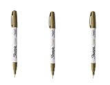 Sharpie Oil-Based Paint Marker, Extra Fine Point, Gold; Works On Virtually Any Surface - Metal, Pottery, Wood, Rubber, Glass, Plastic, Stone, and More; Pack of 3 (35532)