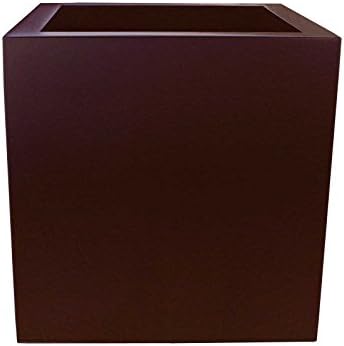 Montroy Large Contemporary Cube Planter | 22" Tall, 22" Wide, 22" Deep | Square Fiberglass Planter Box | Unique Design For Indoor or Outside Use - Cocoa Brown Finish