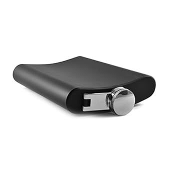 Menzy Matt Black Stainless Steel Hip Flask for Men - 8 oz (230 ml)